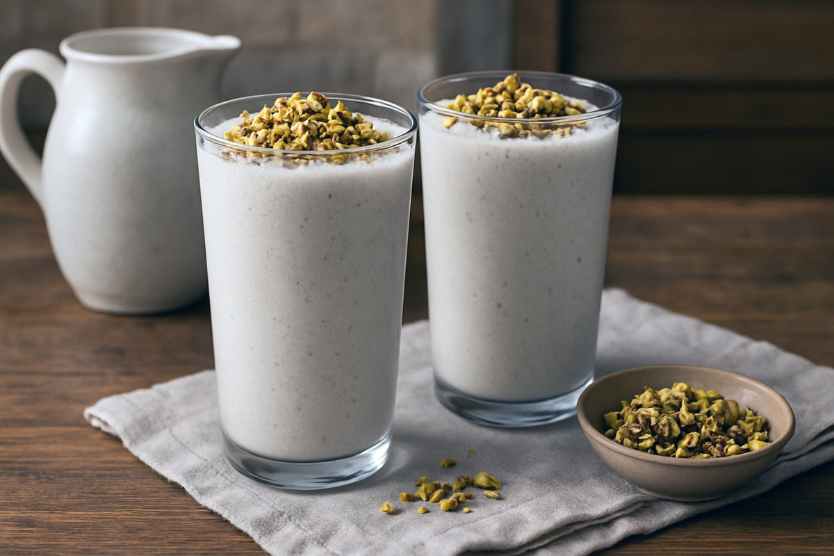 Camel Milk Shakes with Toasted Pistachio