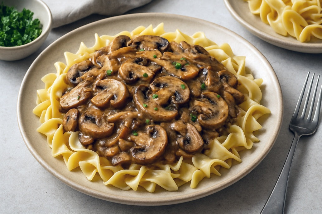 Almond Milk Mushroom Stroganoff