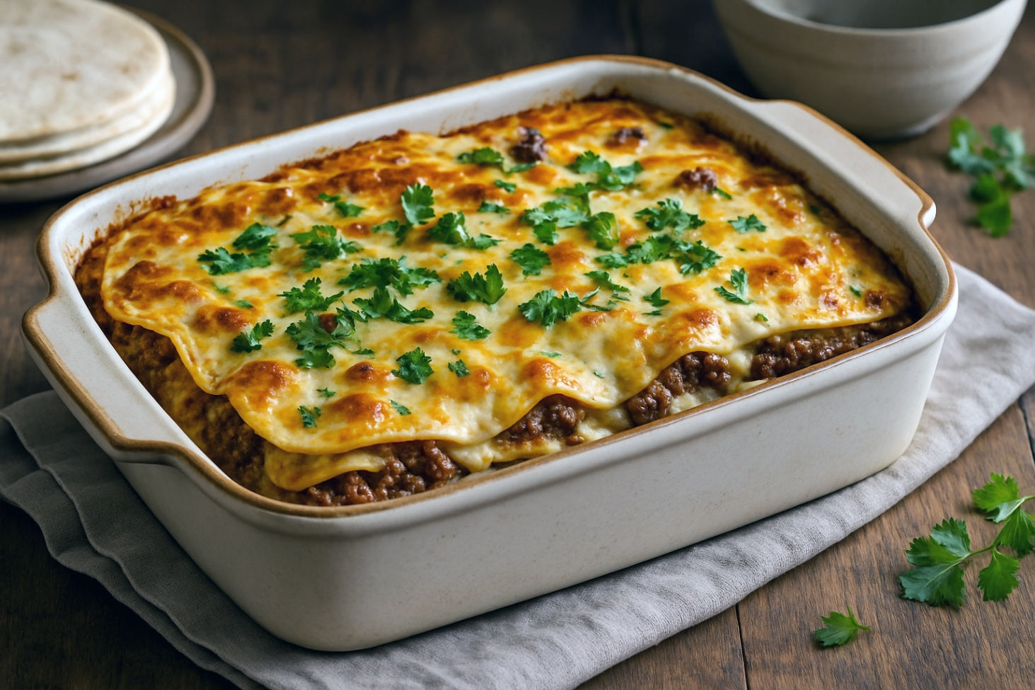 Camel Milk Beef Enchilada Casserole