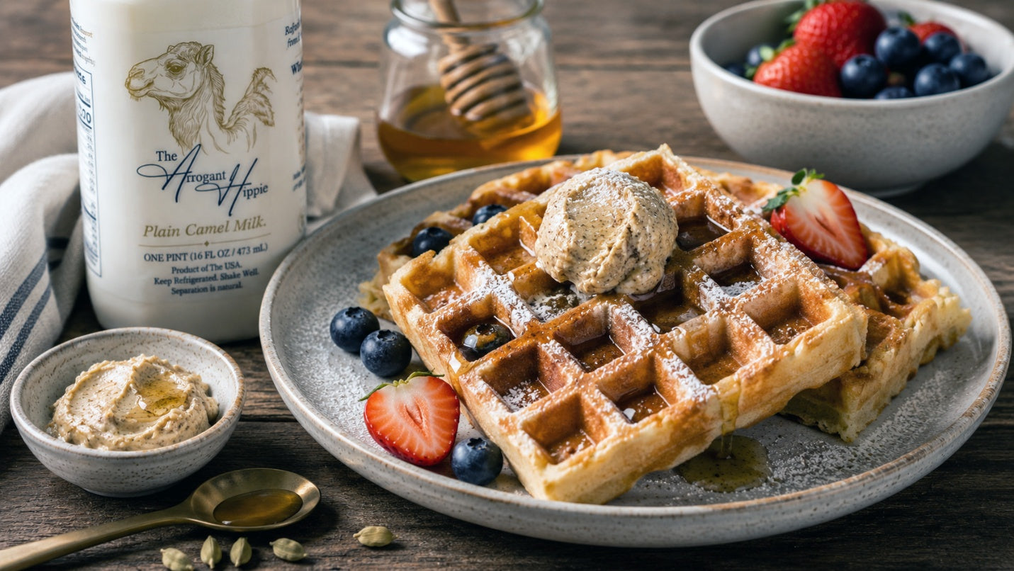 Camel Milk Belgian Waffles with Cardamom Butter