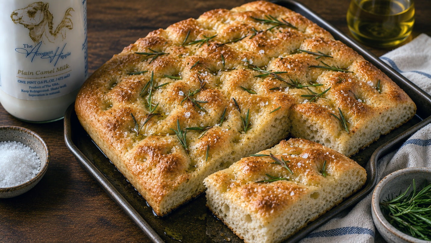 Camel Milk Focaccia with Rosemary and Flaky Salt