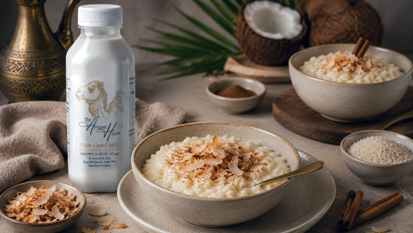 Camel Milk Rice Pudding with Toasted Coconut