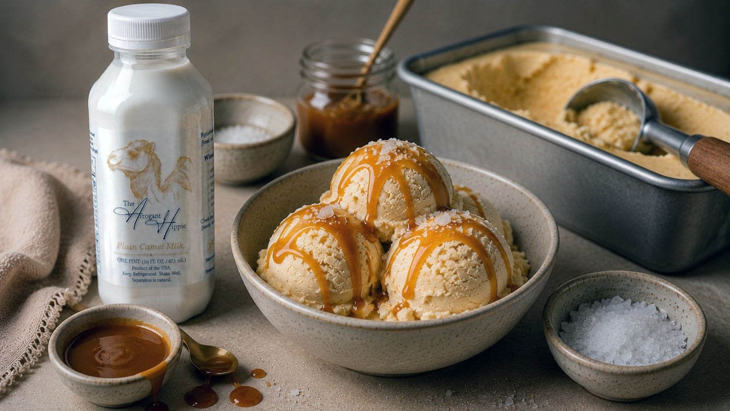 Camel Milk Salted Caramel No-Churn Ice Cream