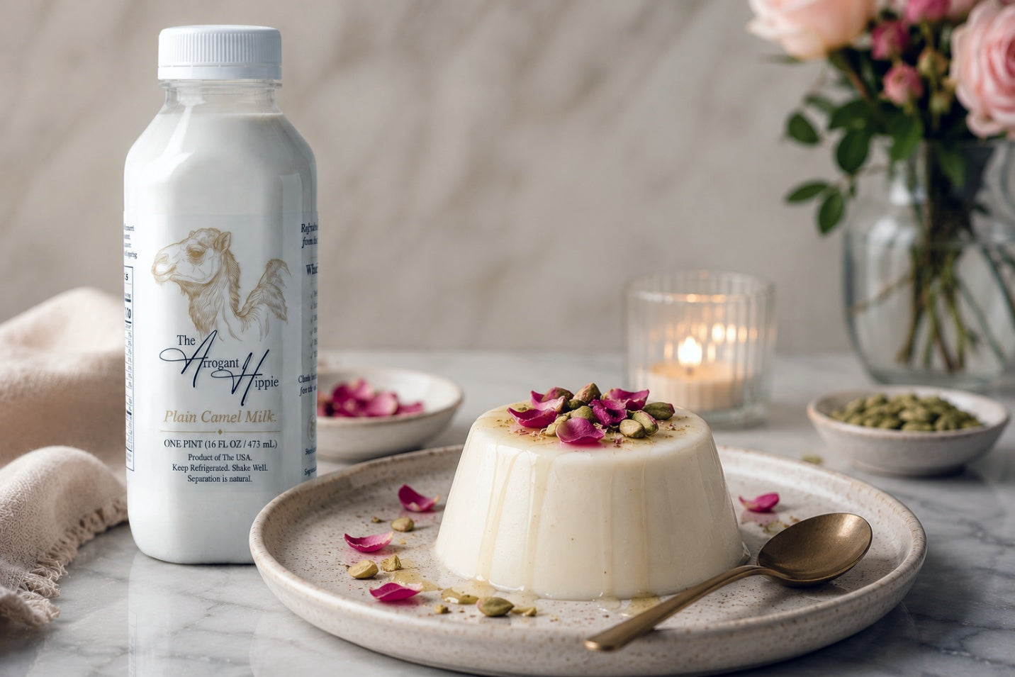 Cardamom & Rose Water Camel Milk Panna Cotta