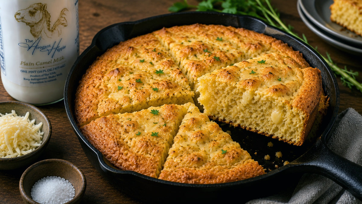 Fluffy Camel Milk & White Cheddar Cornbread