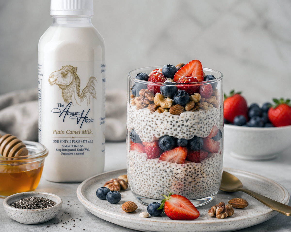 Overnight Camel Milk & Chia Pudding Parfait