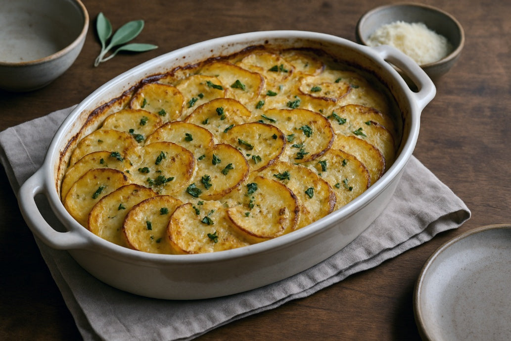 Garlic and Sage Potato Gratin