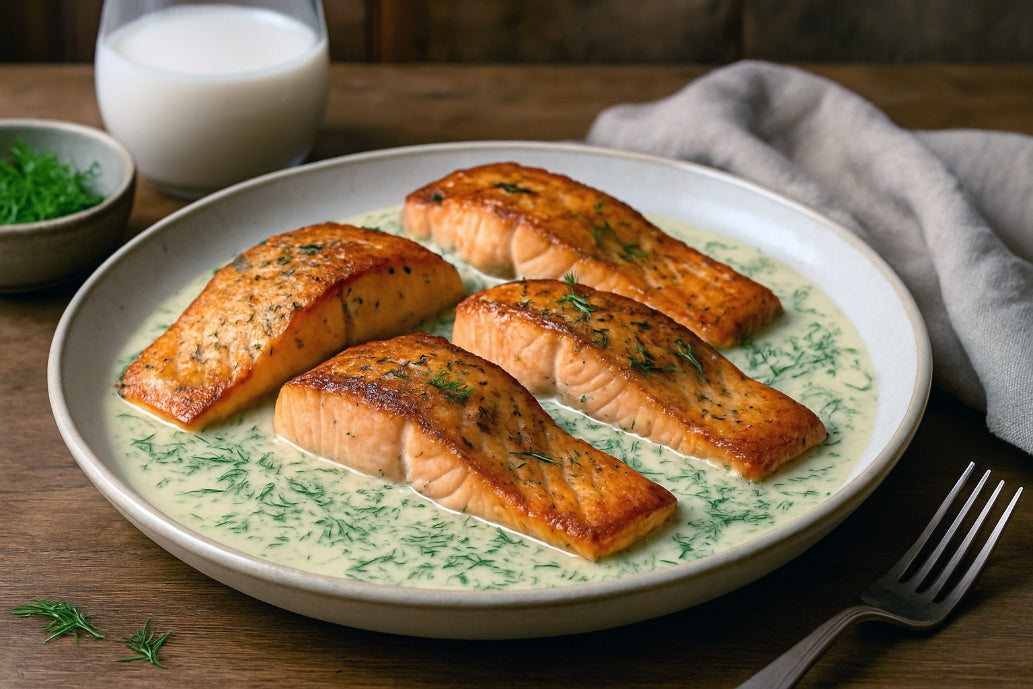 Potato Milk Salmon in Dill Sauce