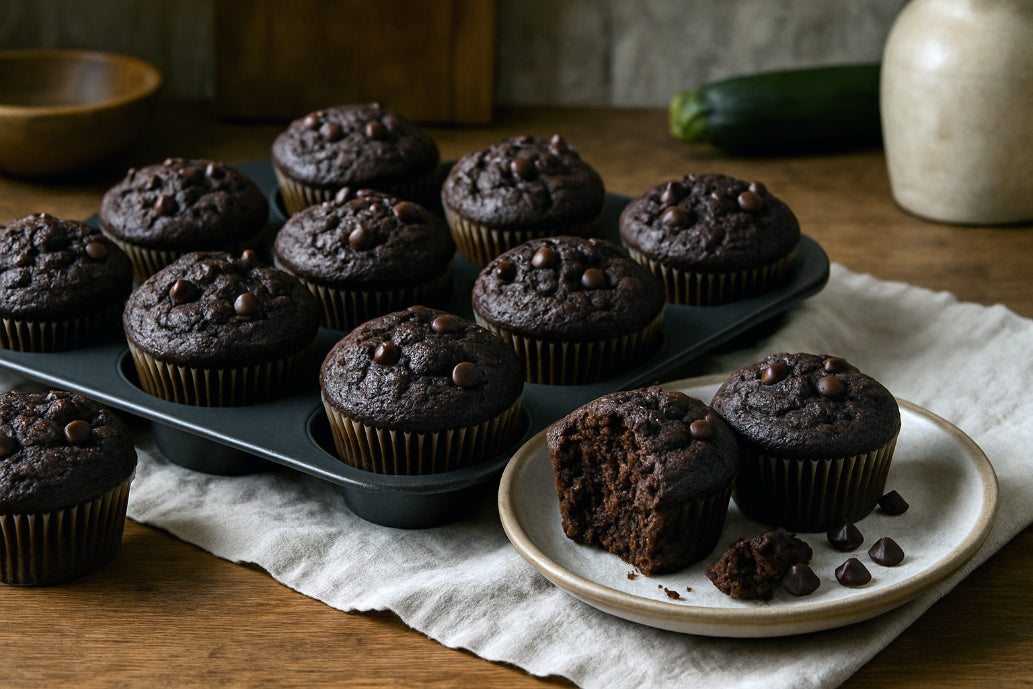 Dark Chocolate Zucchini Muffins